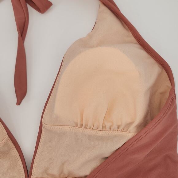 Cupshe Halter Cross Front One-Piece Swimsuit Pink Rose Women’s Size Large - Picture 6 of 10